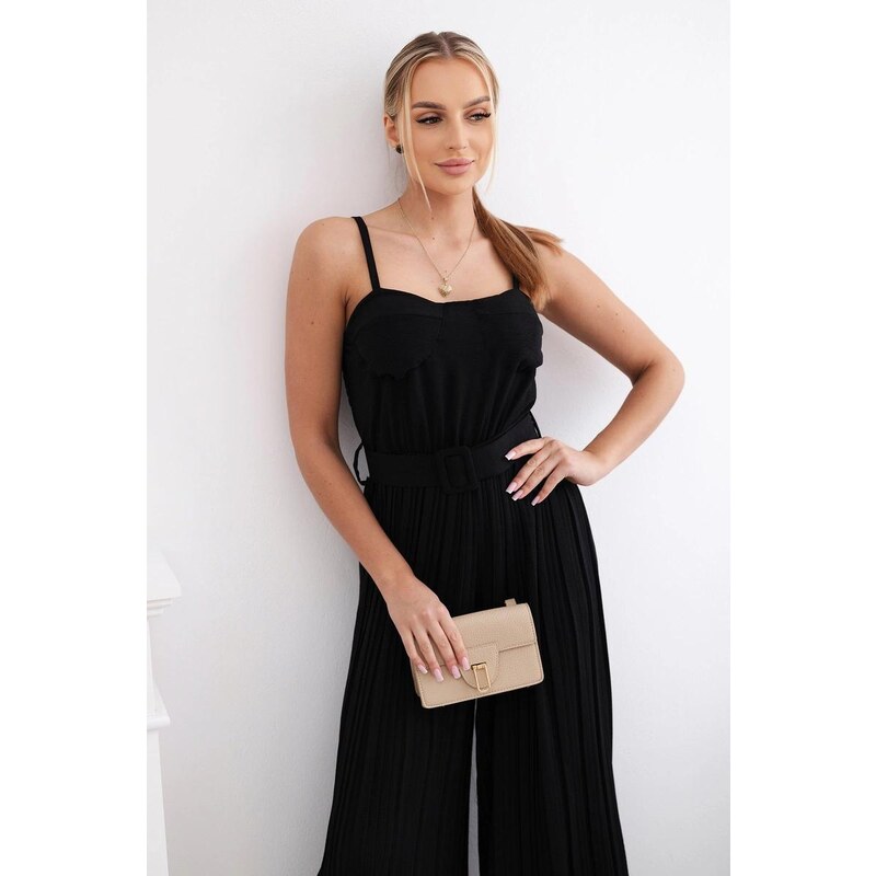 MladaModa Overal na ramienka so širokými skladanými nohavicami model 58163587