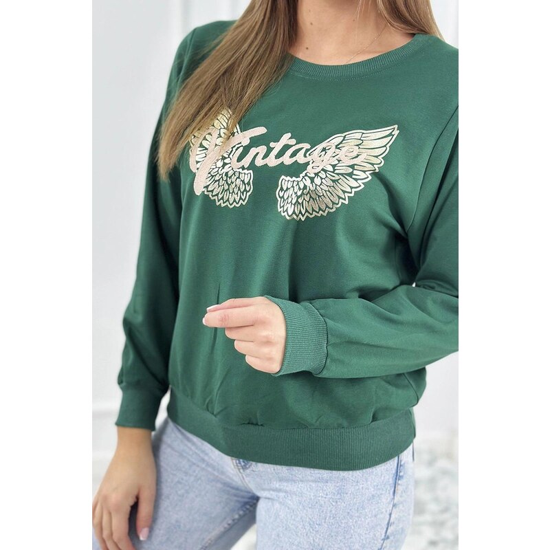 MladaModa Mikina s lesklou potlačou a vyšívaným nápisom Vintage 56410823