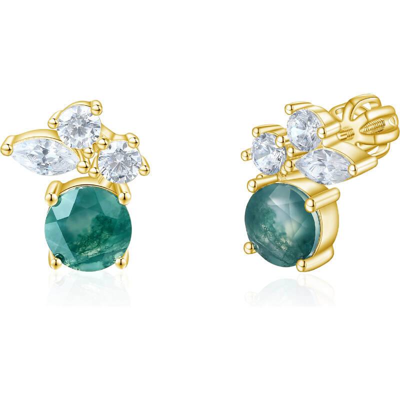 Olivie Strieborné náušnice MACHOVÝ ACHÁT GOLD 8918 53448674