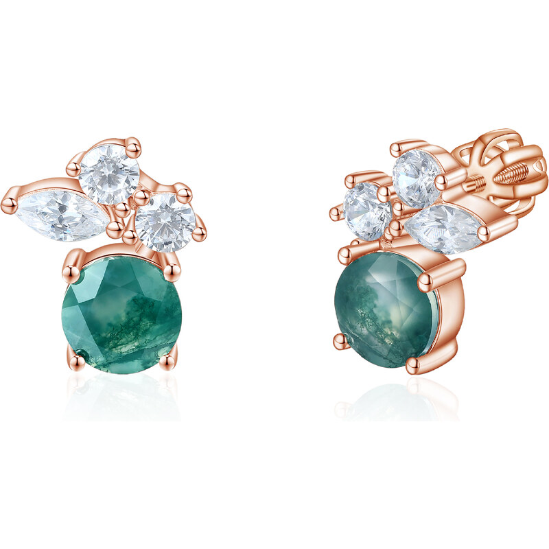 Olivie Strieborné náušnice MACHOVÝ ACHÁT ROSE 8919 53448675