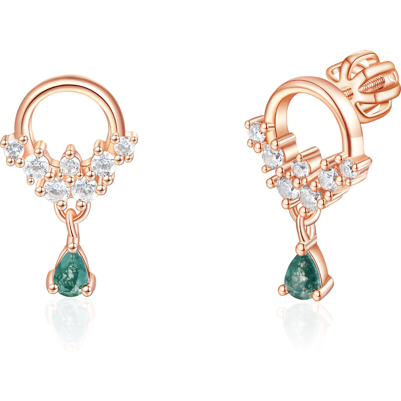 Olivie Strieborné náušnice MACHOVÝ ACHÁT ROSE 8916 53448672