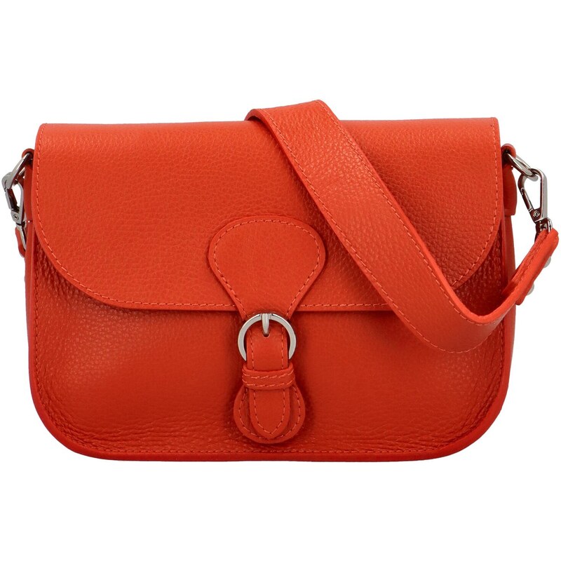 Delami Vera Pelle Dámska kožená crossbody kabelka tmavo oranžová - 53496453