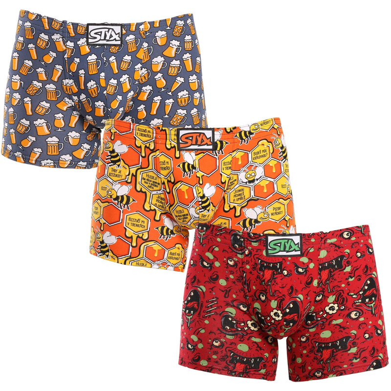 3PACK pánske boxerky Styx long art klasická guma viacfarebné (3F13714) 53433136