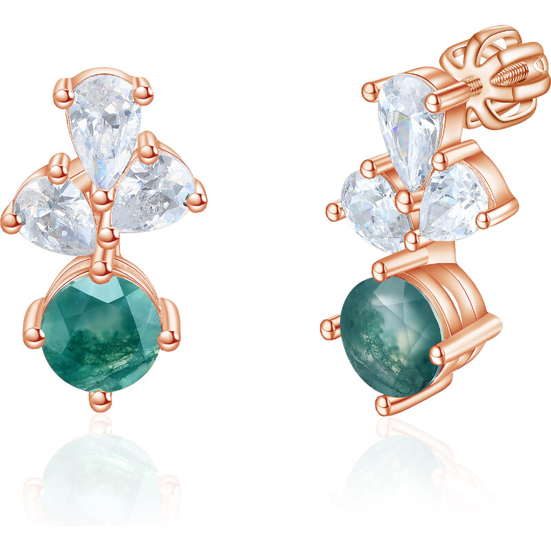 Olivie Strieborné náušnice MACHOVÝ ACHÁT ROSE 8922 53448678