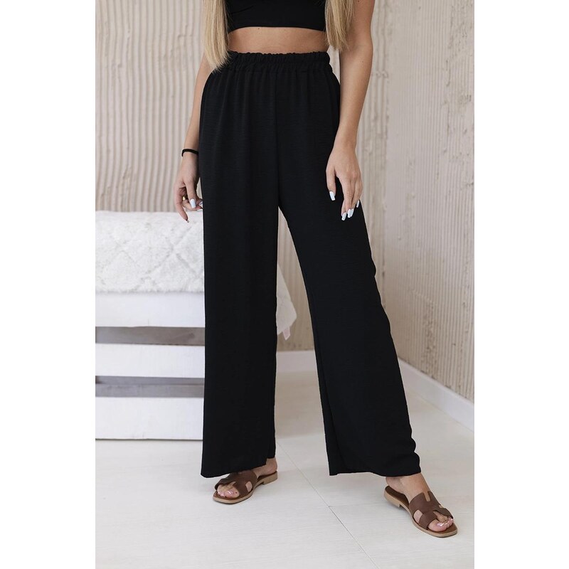 MladaModa Široké viskózové nohavice model IT-41 čierne 53433260