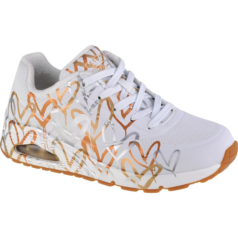 Biele dámske tenisky Skechers Uno - Metallic Love 155523-WTGD 53447977