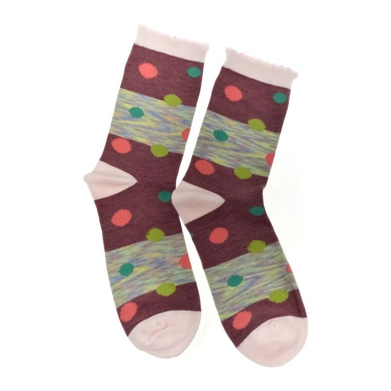 JOHN-C Dámske bordové bodkované ponožky LUCIA 53464242