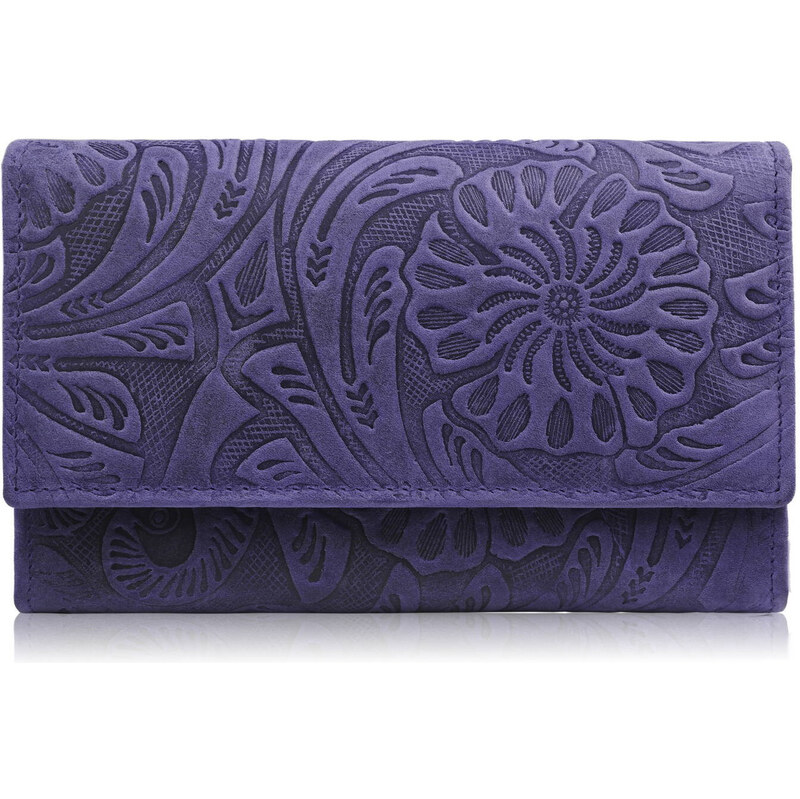 Paolo Peruzzi Dámska kožená peňaženka vintage, kvetinová | modrá T-108 53487305