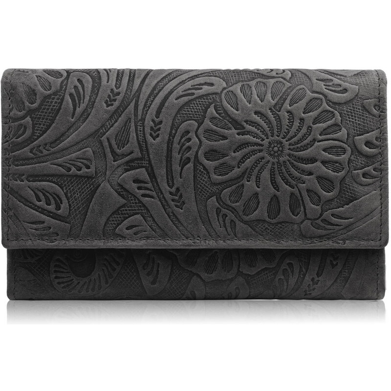 Paolo Peruzzi Dámska kožená peňaženka vintage, kvetinová | čierna T 53487306