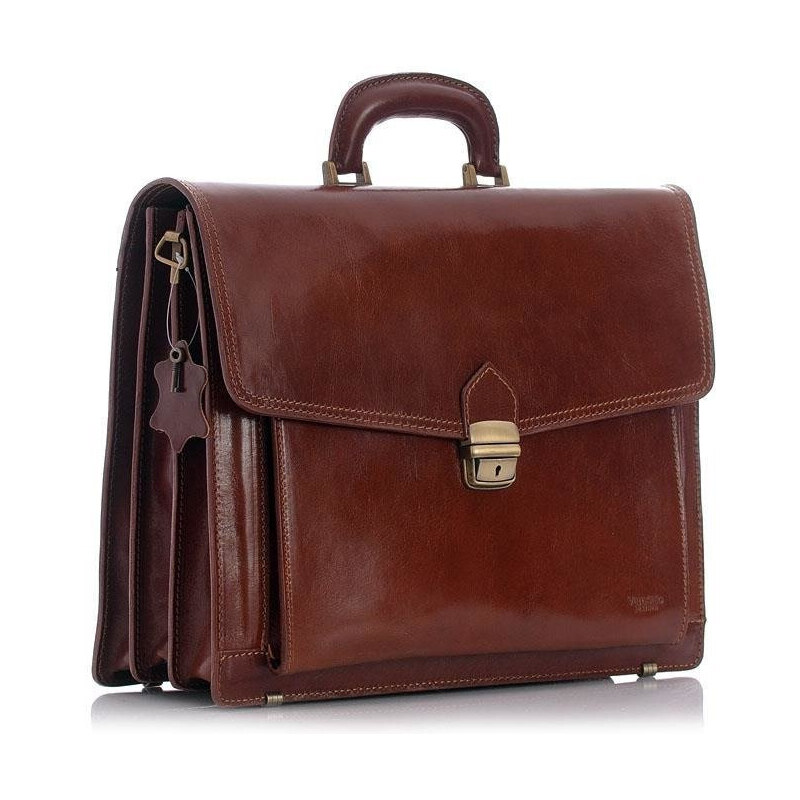 Mazzini Business MARCO MAZZINI Pánska kožená aktovka LORENZ | hnedá 53499292