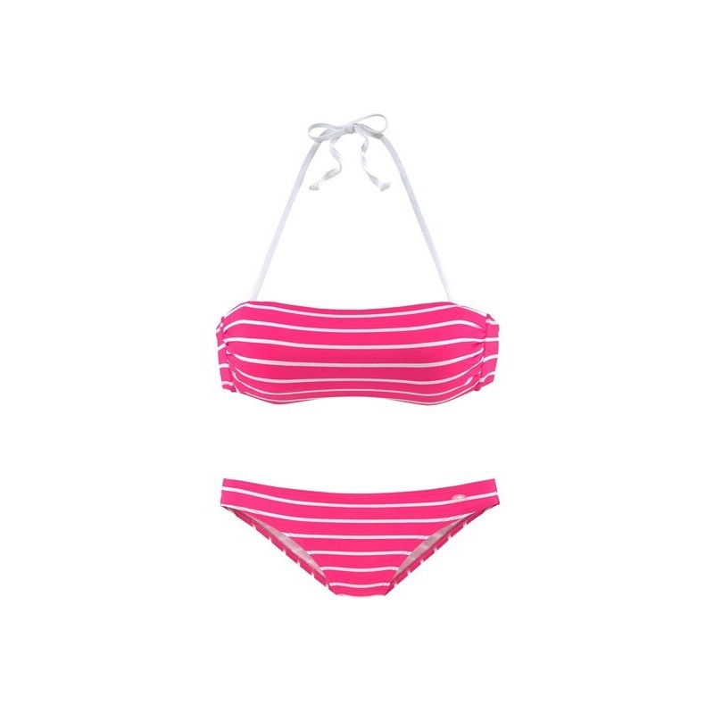 E-shop Bandeau bikiny KangaROOS, ružovo-biele C/D cup