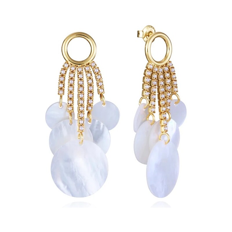 Viceroy Pozlátené visiace náušnice s perleťou Elegant 13192E100-90 66583019