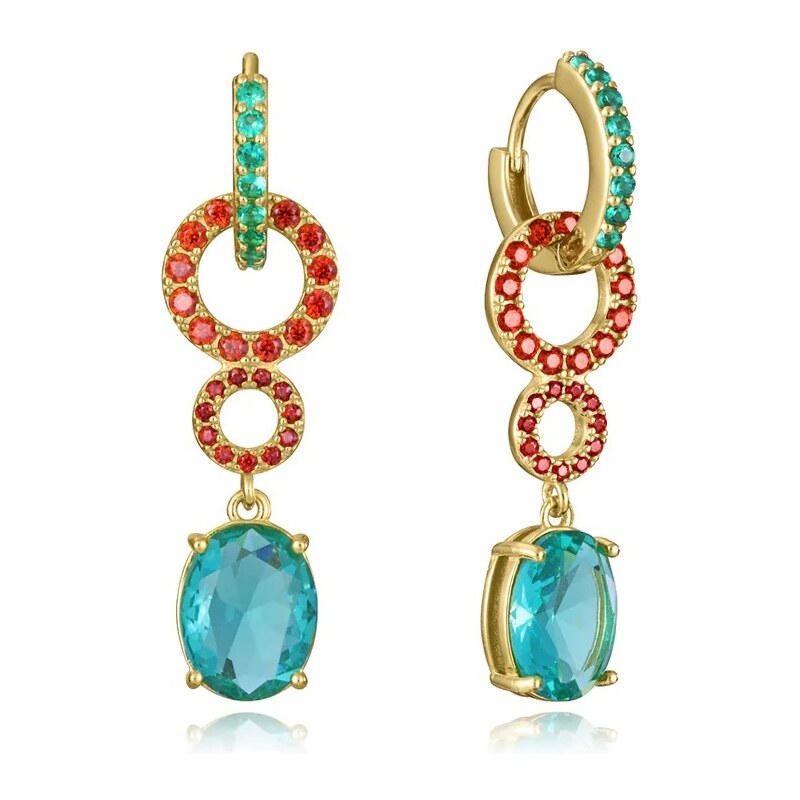 Viceroy Lesklé pozlátené náušnice so zirkónmi 2v1 Elegantné 13193E100 66587017