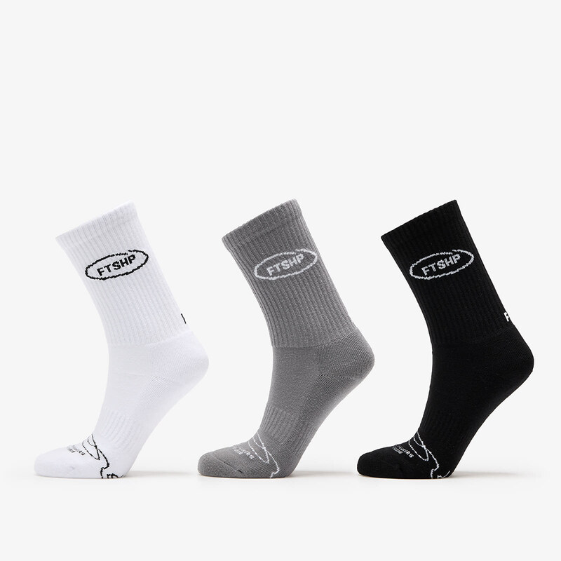 FTSHP Ponožky Footshop Basic Crew Socks 3-Pack Black/ White/ Grey 36 53687777