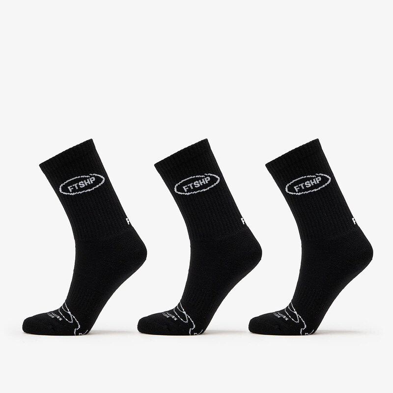 FTSHP Ponožky Footshop Basic Crew Socks 3-Pack Black 43-46 53687771