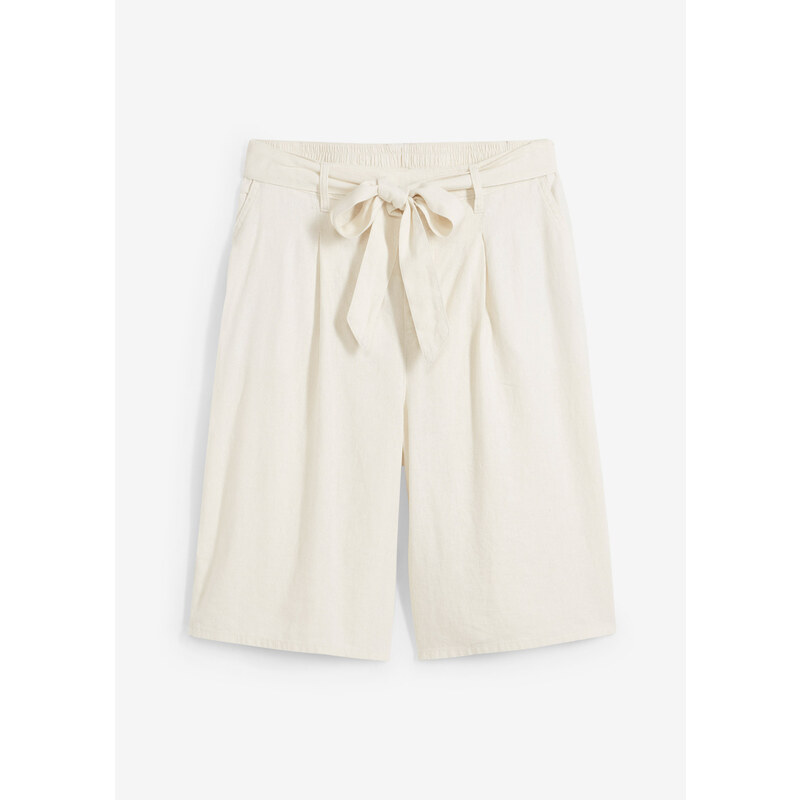 bonprix Plátené bermudy, farba béžová 53691325