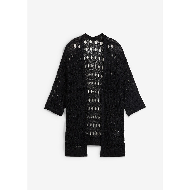 bonprix Pletený sveter, ažúrový, farba čierna 53691343