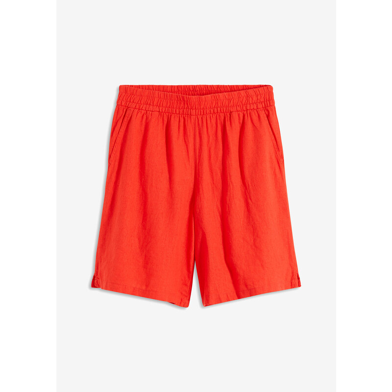 bonprix Bermudy bez zapínania zo vzdušného mixu plátna, farba červená 53691371
