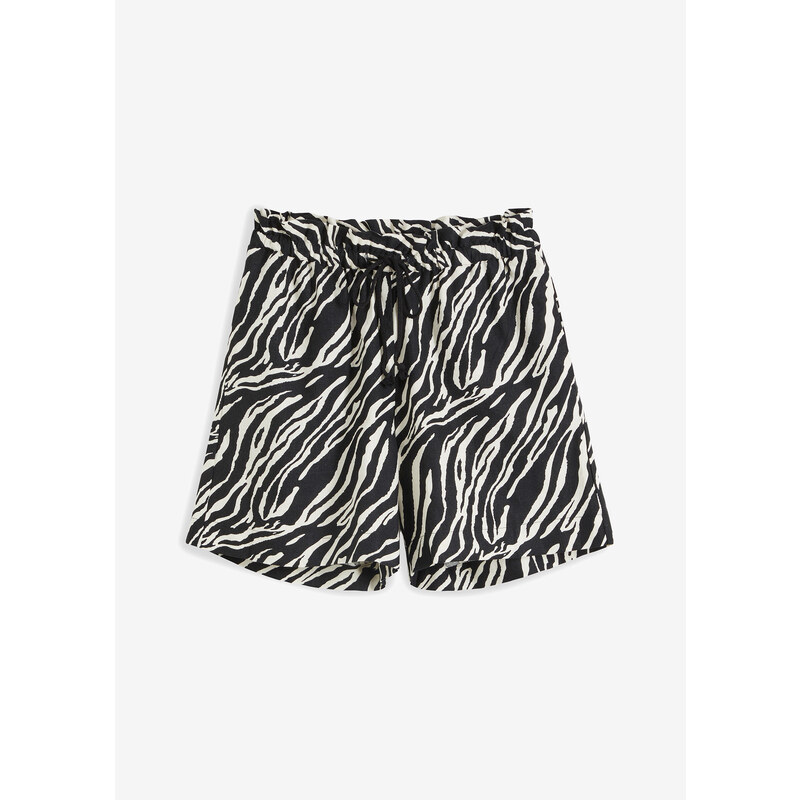 bonprix Šortky Paperbag, so šnúrkou, farba čierna 53691397