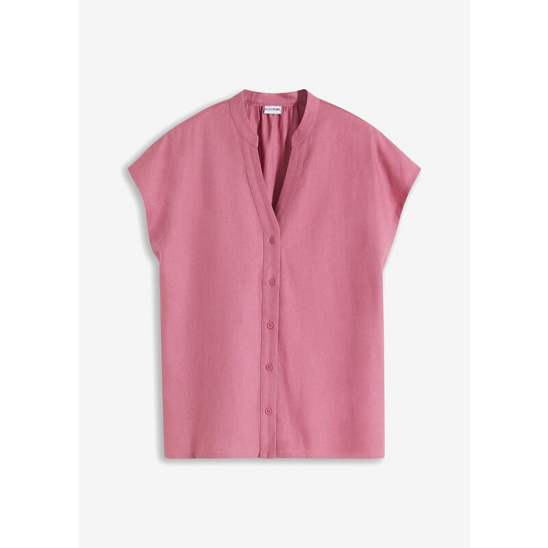 bonprix Blúzka s krátkym rukávom, vzdušný plátený mix, farba fialová 53691444