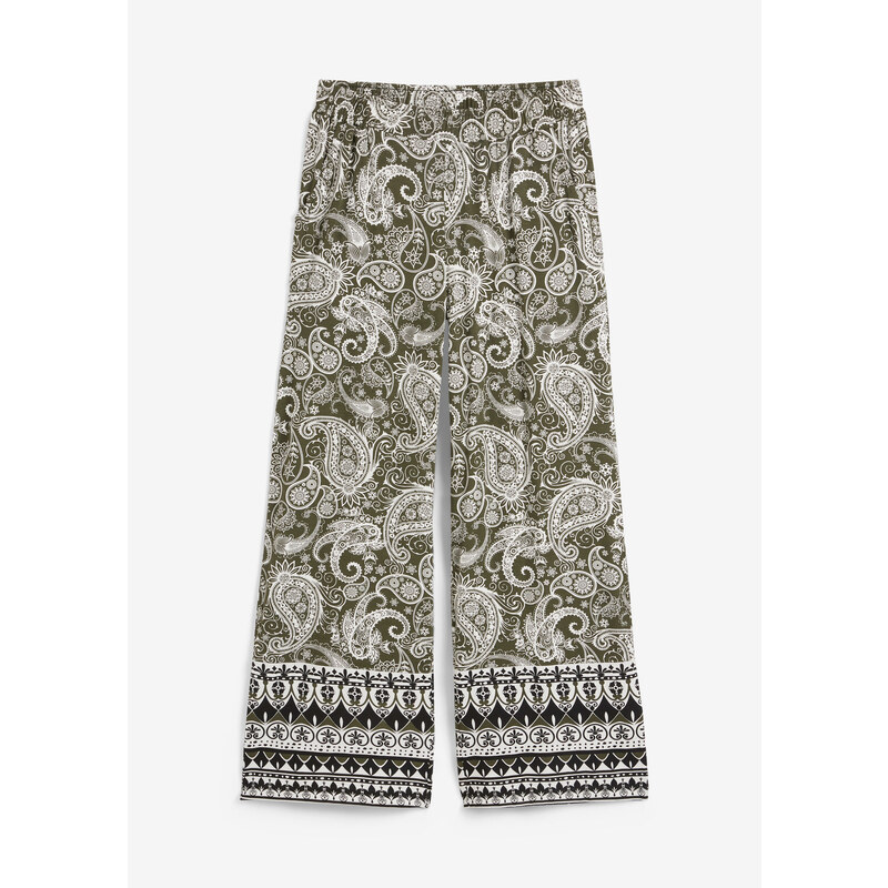 bonprix Palazzo nohavice z mäkkého viskózového mixu, farba zelená 53691566