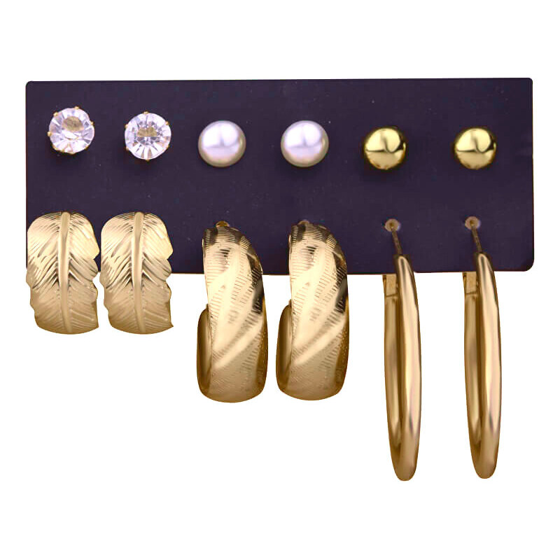 Troli Elegantná sada pozlátených kruhových náušníc a kôstok (6 párov) 66590556