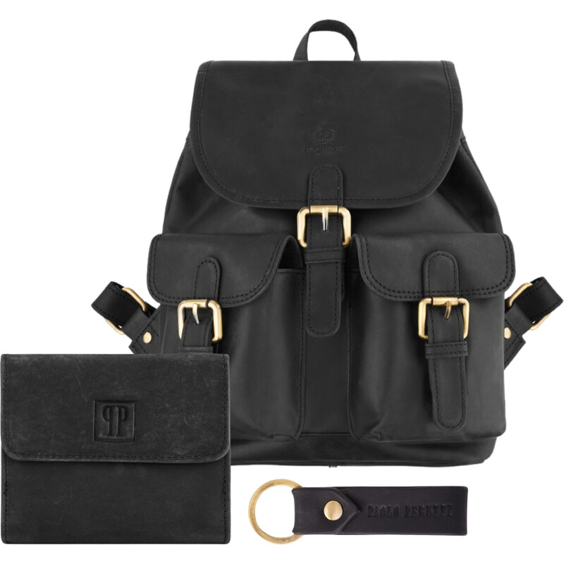PAOLO PERUZZI Dámska darčeková sada Kožený batoh, peňaženka a klúčenka 53825729