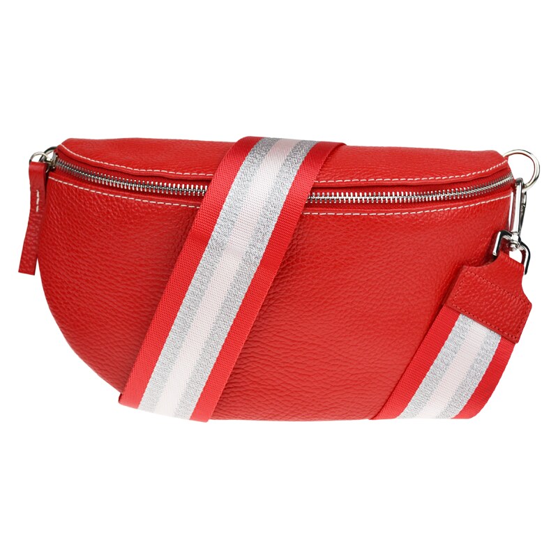 Červená kožená talianska crossbody kabelka Reni Grande Rossa s 53911510