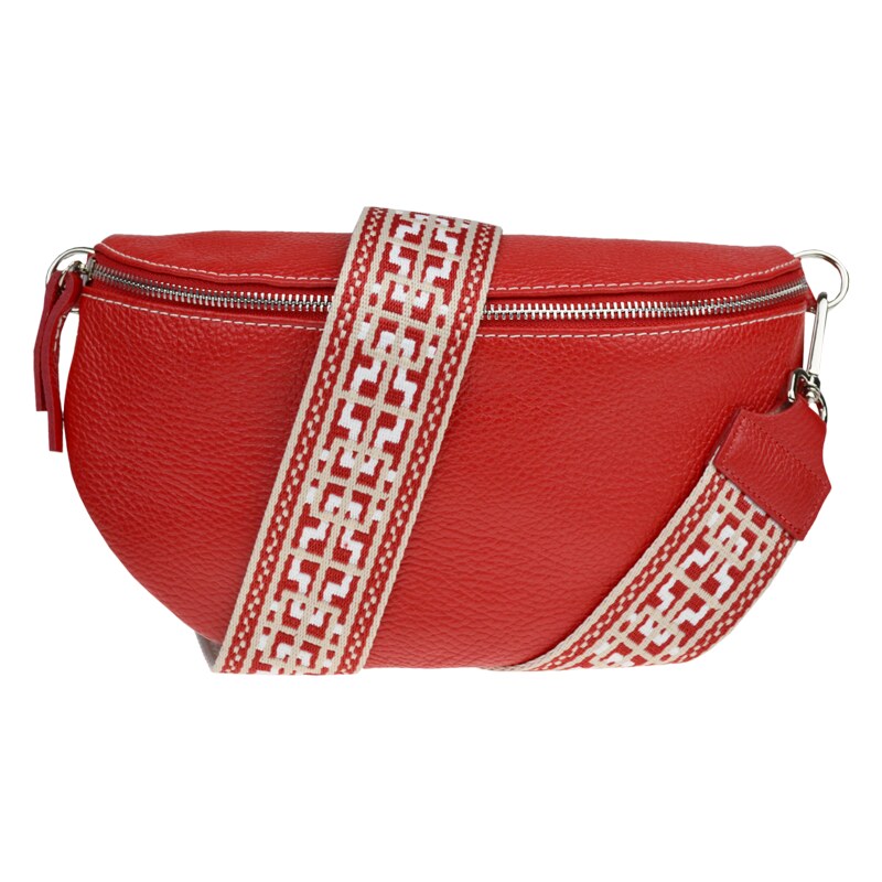 Červená kožená talianska crossbody kabelka Reni Grande Rossa s 53911509