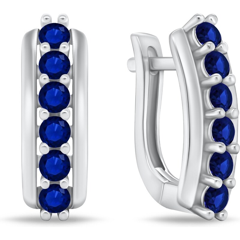 Brilio Silver Úžasné strieborné náušnice s tmavomodrými zirkónmi 66587609