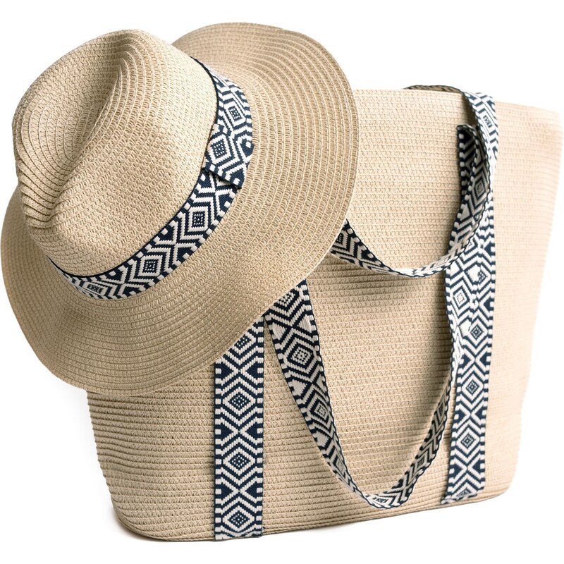 Art of Polo Set - dámský slaměný klobouk a kabelka cz24119 53923395