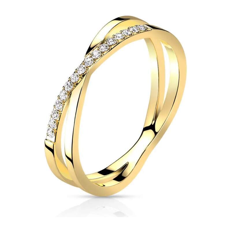 Glory Prsteň z chirurgickej ocele so zirkónmi Vera zlatý R-M7719G 53953576