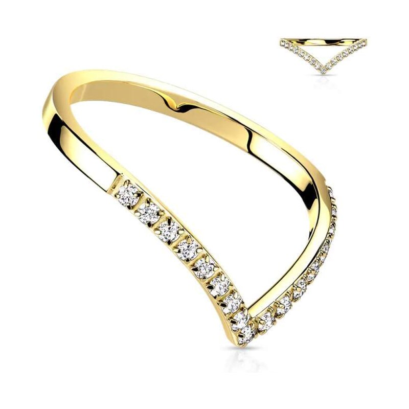 Glory Prsteň z chirurgickej ocele so zirkónmi Kylie zlatý R-M7720G 53953578