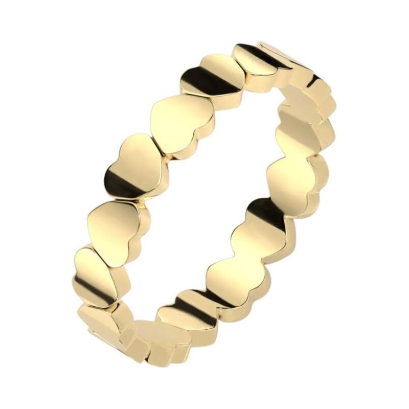 Glory Prsteň z chirurgickej ocele so srdiečkami Lassy zlatý R-M8153G 53953589