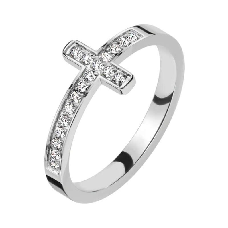Glory Prsteň s krížikom zdobený zirkónmi Kate strieborný R-M7951S 53953585