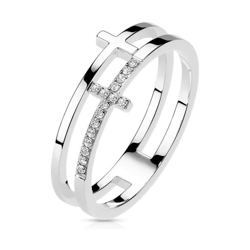 Glory Prsteň s krížikmi zdobený zirkónmi Betty strieborný R-M7721S 53953581