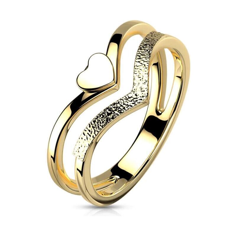 Glory Prsteň z chirurgickej ocele so srdiečkom Leia zlatý R-M7741G 53953582
