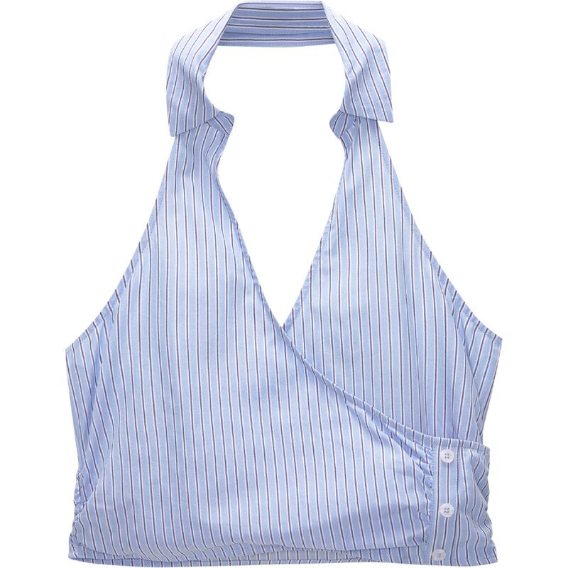 Pull&Bear Top námornícka modrá / svetlomodrá / biela 54375550