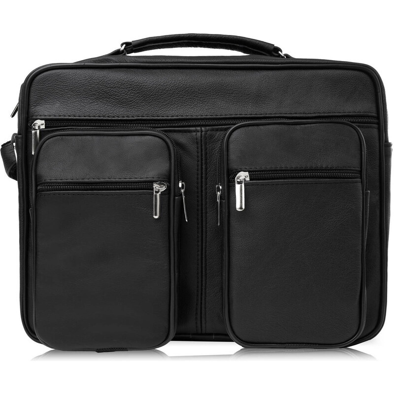 Abruzzo Pánska kožená taška cez rameno, veľká | čierna ABR-17 53936225