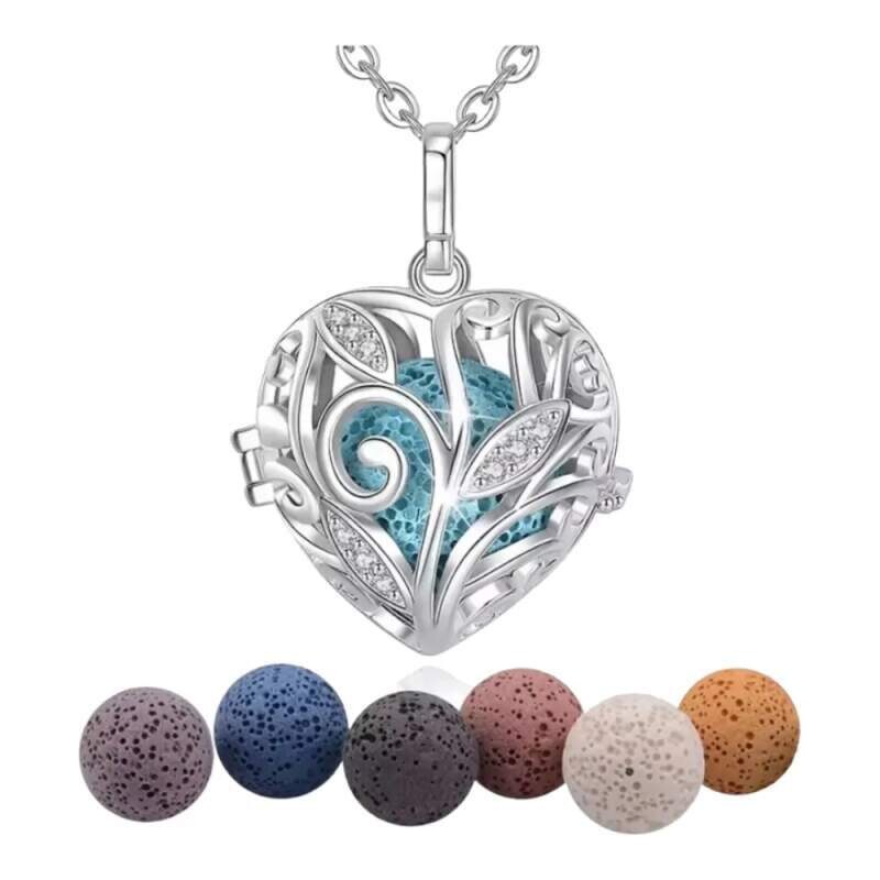 Glory Aroma difúzny náhrdelník Srdce so zirkónovými listami lávové 53991486