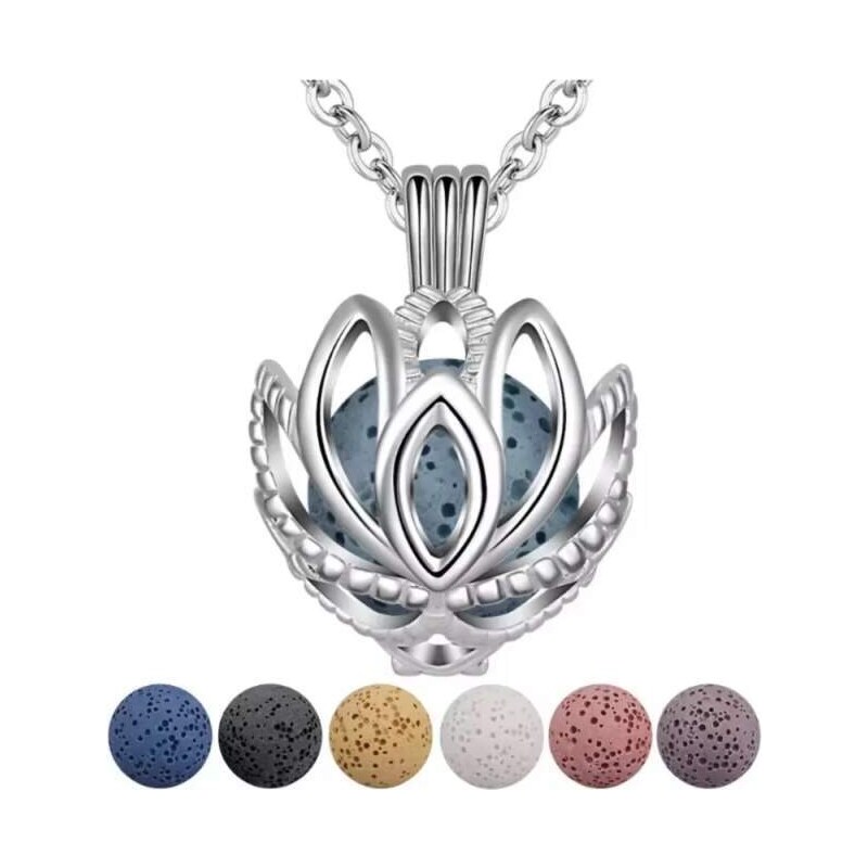 Glory Aroma difúzny náhrdelník Lotosový kvet lávové kamene GD5353 53991487