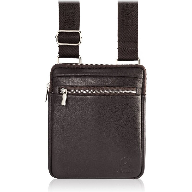 BRØDRENE Pánske vrecko cez rameno prírodnej kože | tmavohnedá G-02 54000195