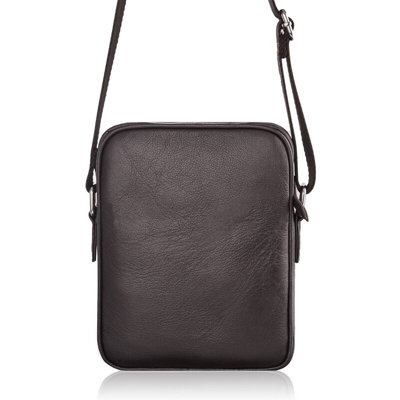 BRØDRENE Pánska kožená crossbody taška | hnedá G-07/BROWN 54000196