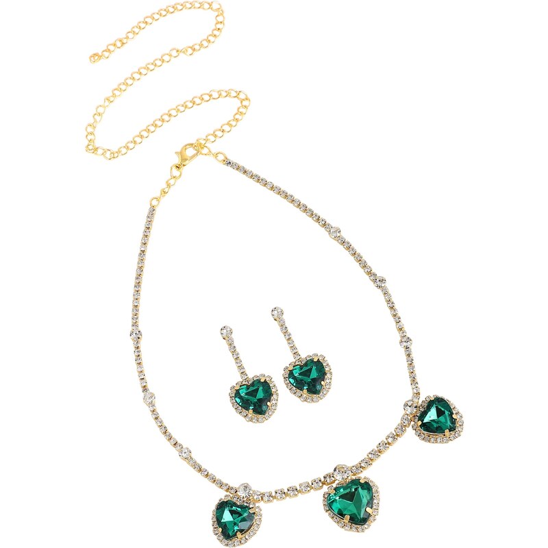 SOHI Sada šperkov Supreet zlatá / smaragdová / priehľadná 54353584