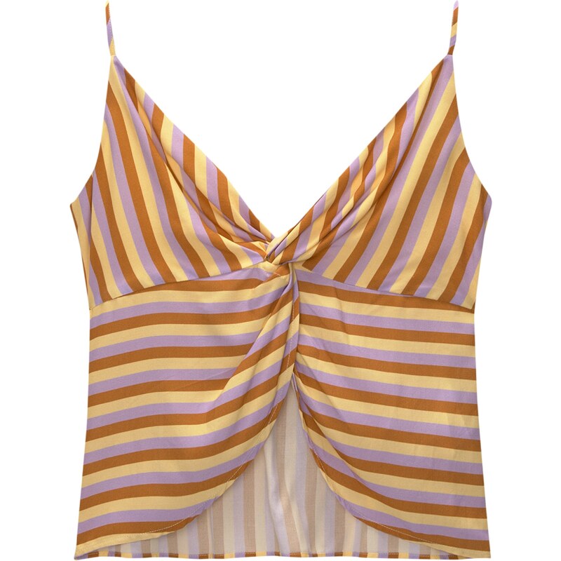 Pull&Bear Top koňaková / kapučíno / svetlofialová 54379039