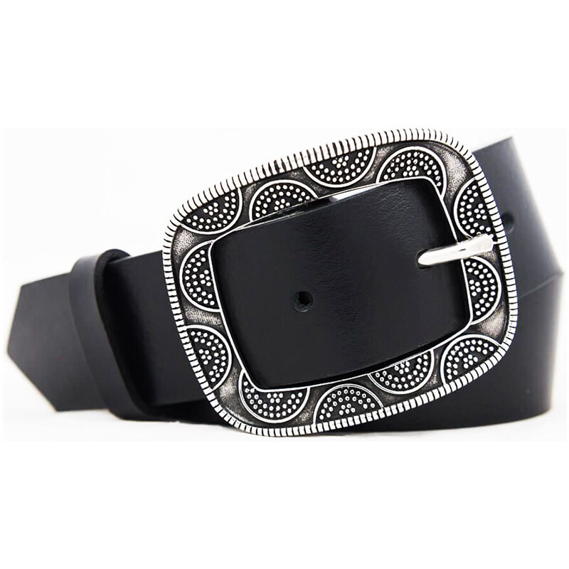 Čierny dámsky kožený opasok - (KDP59) 54036916