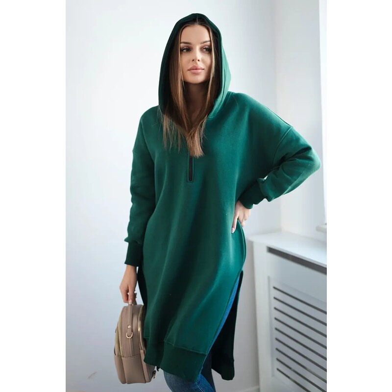 Kesi Insulated sweatshirt with slits on the sides in dark green color 64655477