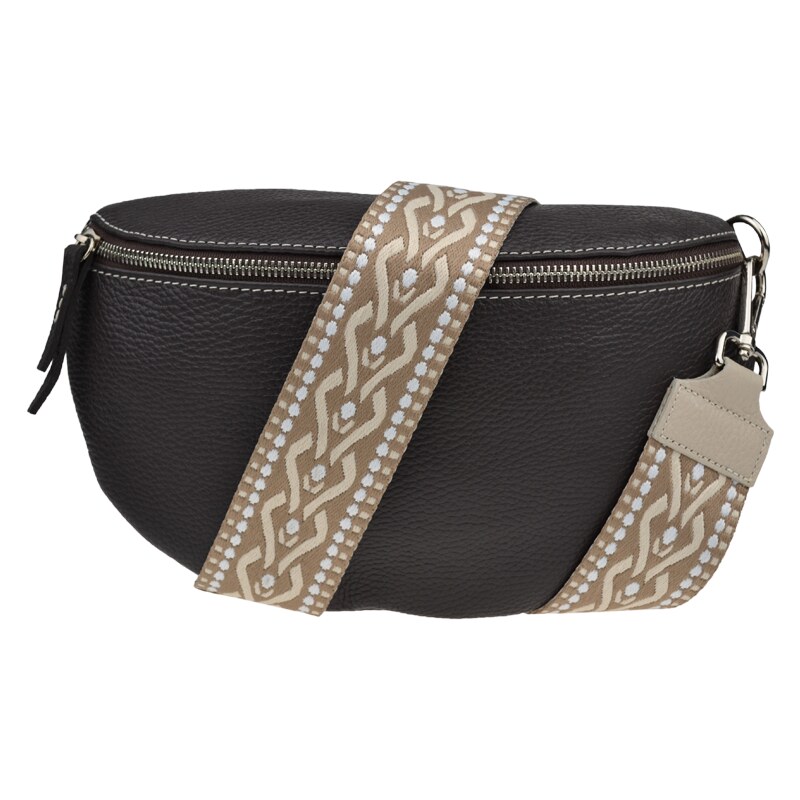 Cafe kožená talianska crossbody kabelka Reni Grande Cafe s prídavným 67291126