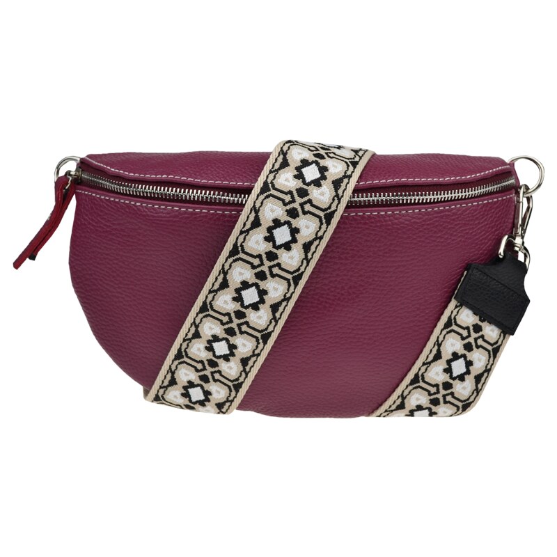 Bordo kožená talianska crossbody kabelka Reni Grande Bordo s prídavným 54074280