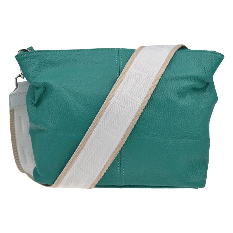 Tyrkysová kožená talianska crossbody kabelka Batilda Smeraldo s 54099773